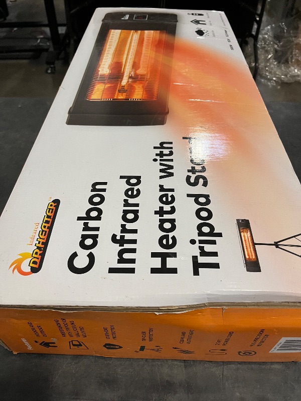 Photo 1 of Dr Infrared Heater DR-338 Carbon Infrared Patio Heater with Tripod & Tip-Over Protection, 12.5 Feet Long Extension Cord, Black
