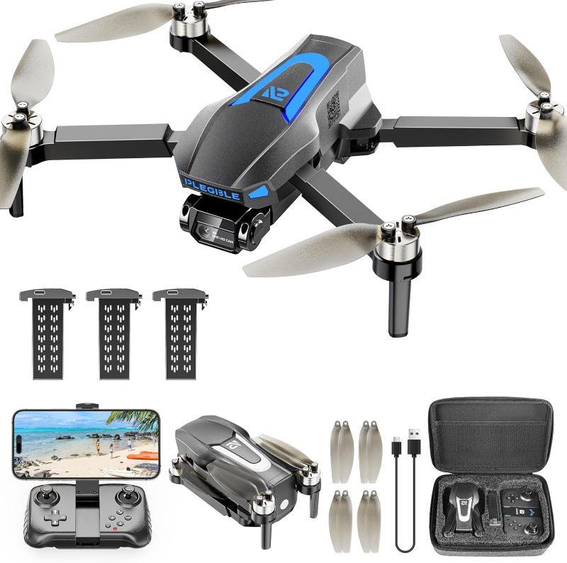 Photo 1 of Drones with Camera for Adults 4K, Brushless Motor Drone for Kids Beginners, FPV Foldable RC Quadcopter with 3 Batteries, 45 Mins Long Flight Time, Beyond-Range Loss Alert, Toys Gifts for Men Boys