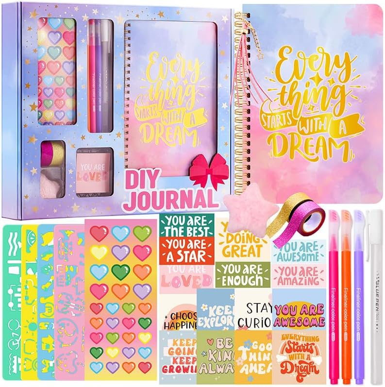 Photo 1 of Cocostar DIY Journal Kit for Girls - Journal for Girls Ages 8-12, Stationary Set, Arts and Crafts Kit, Teen Tween Girl Gifts Trendy Stuff - Gifts for 6 7 8 9 10 11 12 13 Year Old Girls