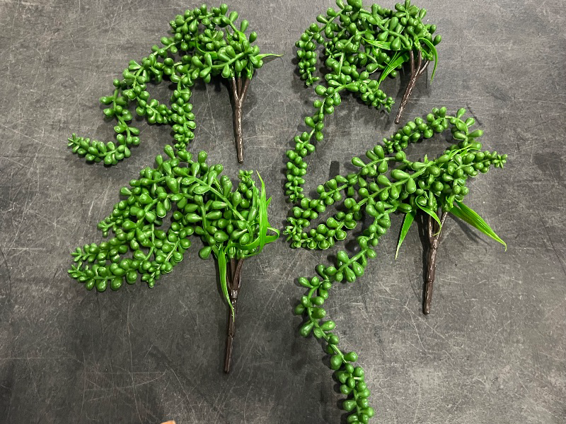 Photo 1 of 8Pcs Artificial Succulents Hanging Plants 13.7" Fake String of Pearls Fake Leaves for Indoor Decoration Outdoor Garden Greenery Decoration