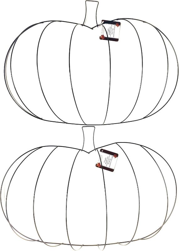 Photo 1 of Holiday Autumn Pumpkin Shaped Metal Wreath Form – Bundle of (2) Pumpkin Shaped Forms