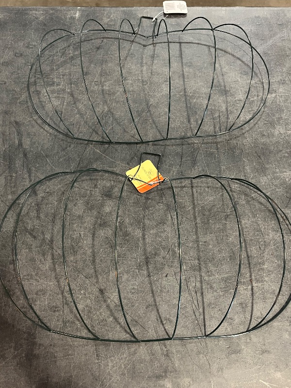 Photo 1 of Holiday Autumn Pumpkin Shaped Metal Wreath Form – Bundle of (2) Pumpkin Shaped Forms