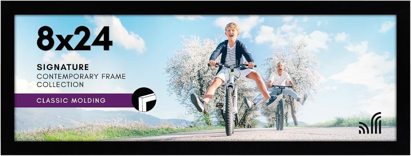 Photo 1 of Americanflat 8x24 Picture Frame with Shatter-Resistant Glass - Signature Collection - Gallery-Style Frames Made of Engineered Wood - Photo Frame for Wall Display - Black