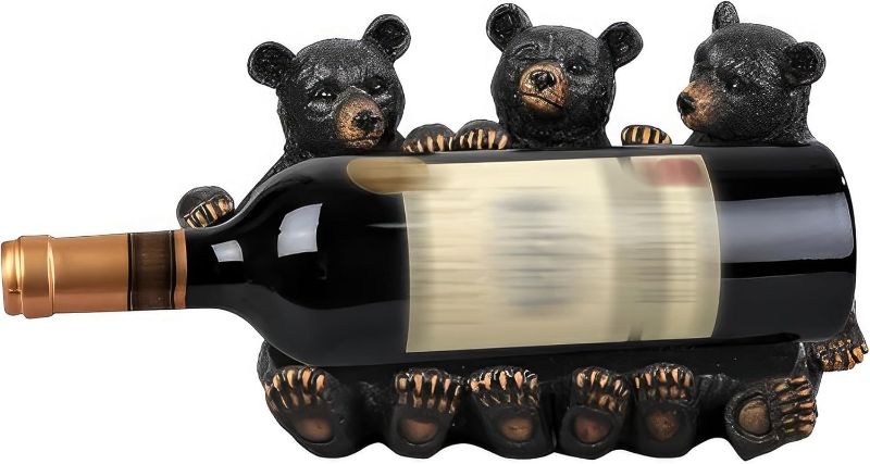 Photo 1 of ICE ARMOR 9.5" H 3 Bear Wine Rest Rack Bottle Holder Dining Room Figurine Statue Sculpture Ornament Decoration Home/Room Decor Ideas for Housewarming, Holidays and Birthdays