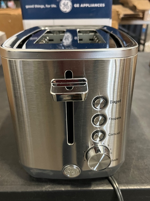 Photo 1 of GE 2 Slice Stainless Steel Toaster, Extra Wide Slots for Toasting Bagels, Breads, Waffles & More, 7 Adjustable Shade Settings, Removable Crumb Tray, Countertop Kitchen Essentials, 850 Watts