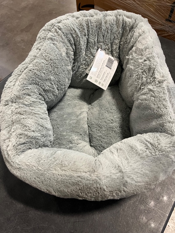 Photo 1 of 23" Round Pet Bed for Indoor Cats & Medium/Small Dogs, 100% Washable, For Pets Up to 45 lbs - Hi Lo Plush Luxe Faux Fur Cuddler - Gray, Medium