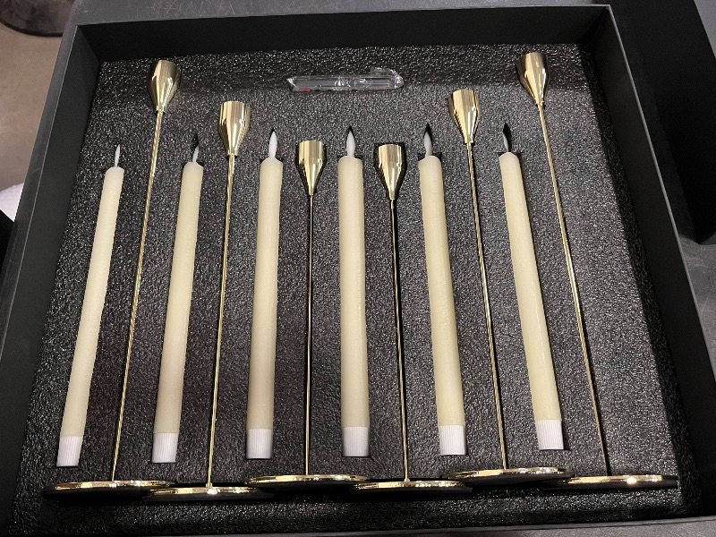 Photo 1 of Homemory 6 Pcs Flameless Taper Candles with Remote, Timer, Dimmer, Ivory Battery Operated CandleSticks with Flickering Light, Plastic Led Window Candles, for Halloween Christmas Decoration
