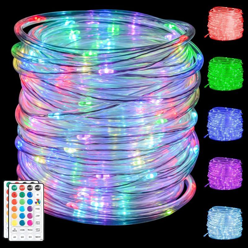Photo 1 of 99Ft LED Rope Lights Outdoor,18 Color Changing String Lights Plug in with Remote, IP68 Waterproof 300 Led Easter Lights for Patio, Garden, Christmas, Party Decorations
