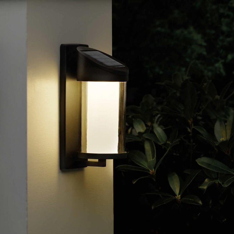 Photo 1 of Missing 2** 
Solar Outdoor Wall Light with Motion Sensor, Black, 4-Pack
