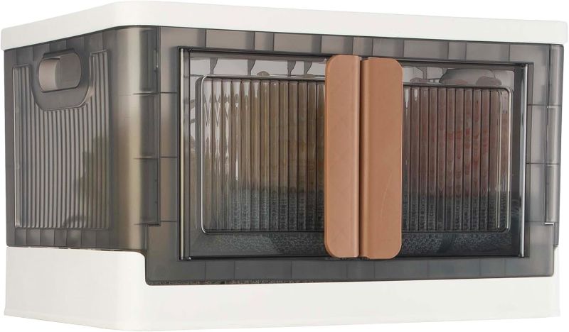 Photo 1 of Home-Complete Collapsible Storage Bin - 8.4 Gal Large Capacity Organizer with Lid, Double Doors, and Wheels - Stackable Storage Containers
