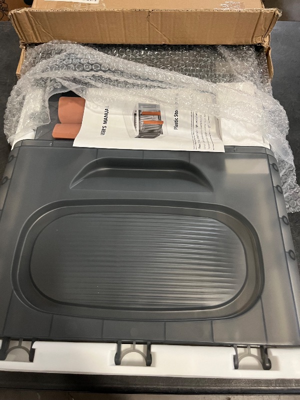 Photo 1 of Home-Complete Collapsible Storage Bin - 8.4 Gal Large Capacity Organizer with Lid, Double Doors, and Wheels - Stackable Storage Containers
