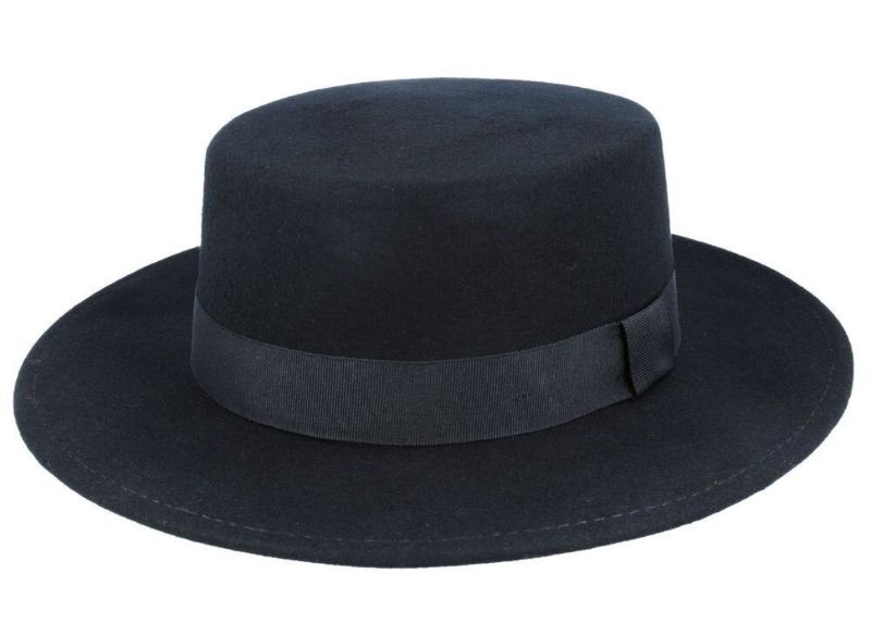 Photo 1 of (S) Wide Brim Black Boater Style Hat