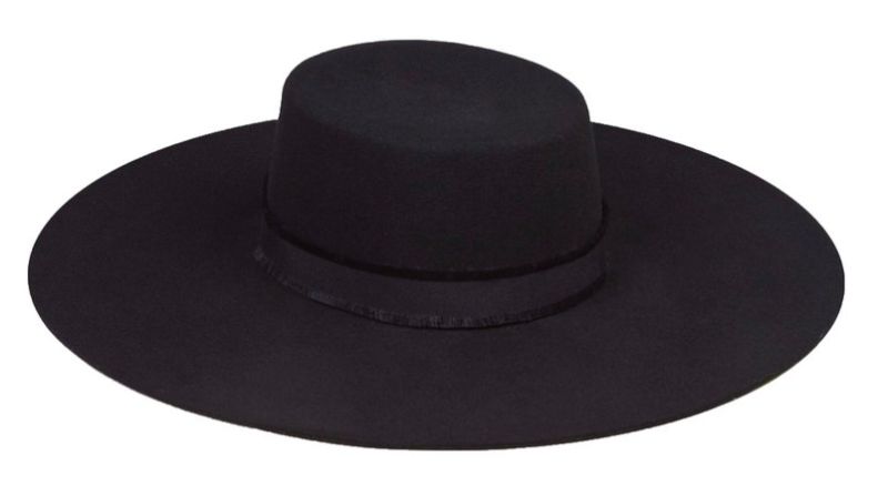 Photo 1 of (S) Wide Brim Black Boater Style Hat