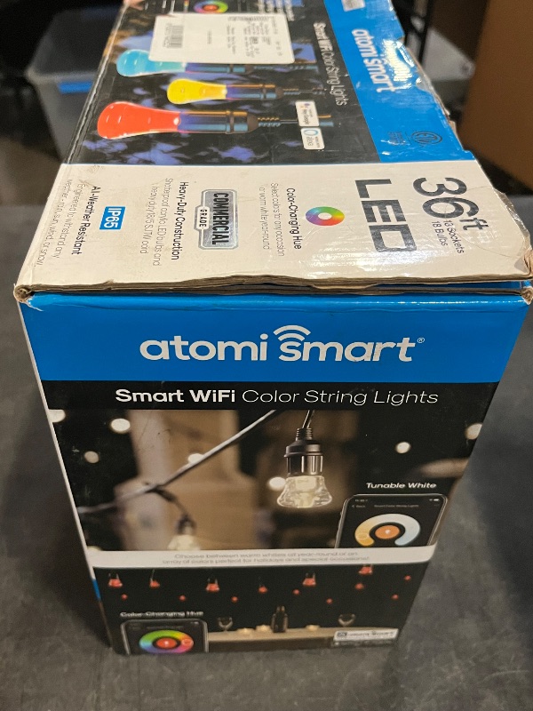 Photo 1 of EDISHINE Smart Outdoor String Lights, Christmas 48ft Color Changing Light with 18 RGBW LED Bulbs, Waterproof WiFi Patio Lights for Outside Backyard, Party, Works with Alexa, App Control
