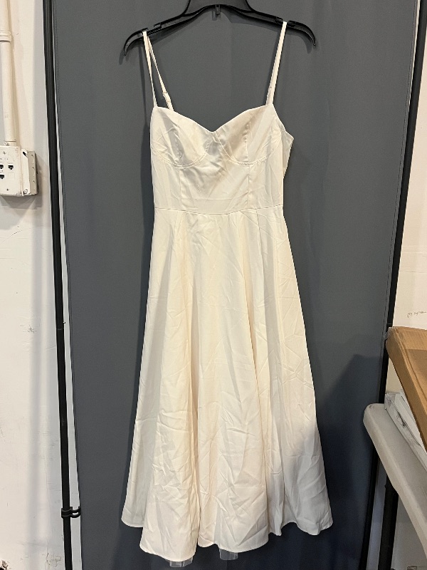 Photo 1 of (S) SHINFY Womens Summer Corset Midi Dress Spaghetti Strap Bustier A-Line Flowy Sundress Formal Cocktail Vacation Dress