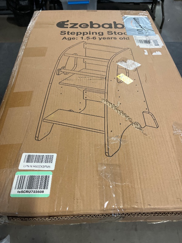 Photo 1 of Ezebaby Toddler Kitchen Stool Helper, Standing Tower for 1.5-6 Year Olds, Rounded Edge Design & Anti-Tip Base, Removable Rail Kitchen Step Stool-Black
