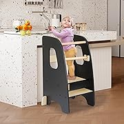 Photo 1 of Ezebaby Toddler Kitchen Stool Helper, Standing Tower for 1.5-6 Year Olds, Rounded Edge Design & Anti-Tip Base, Removable Rail Kitchen Step Stool-Black
