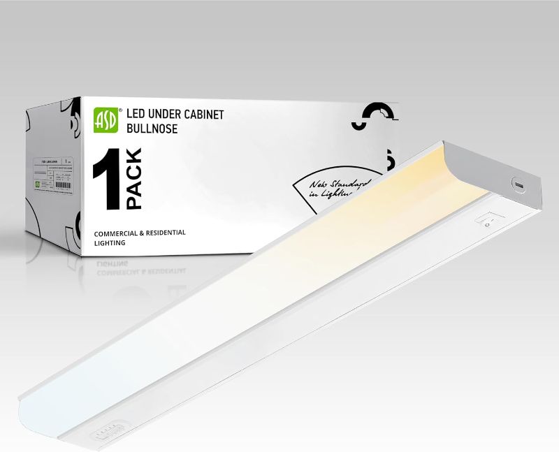 Photo 1 of ASD 24 Inch LED Under Cabinet Lighting Hardwired, On/Off & Color Temp Switch, 12W 1051LM, 5CCT 2700K-5000K CRI90+, Dimmable Under Counter Lights for Kitchen, Under Cabinet Lights, White, UL
