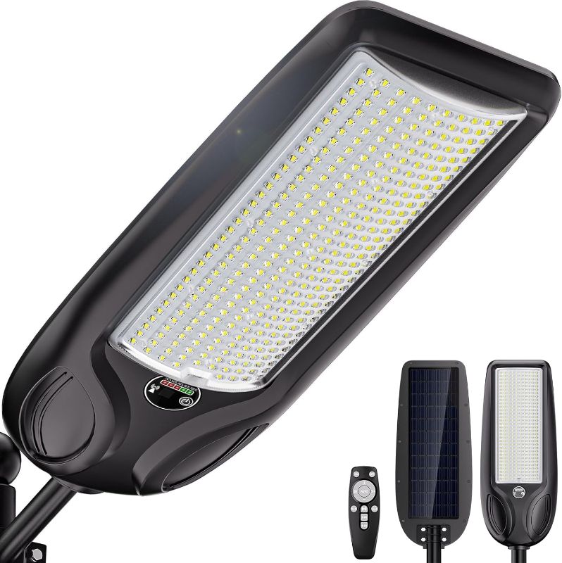 Photo 1 of 10000W Solar Street Lights Outdoor, Heavy Duty Solar Powered LED Flood Light Outside, Commercial Parking Lot Lighting Dusk to Dawn, Motion Sensor with Remote Waterproof for Garage, Pathway
