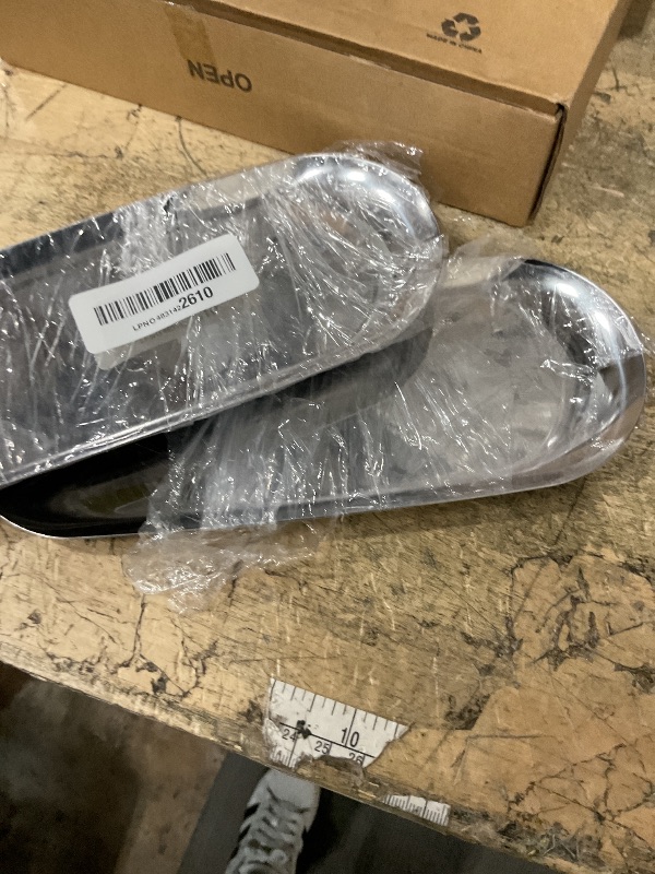 Photo 1 of 2 Pack 9in Stainless Steel Storage Tray, Premium Metal Organizer Plate to Hold Fruit, Tea, Cosmetics, Jewelry, Oval Stainless Steel Towel Tray for Vanity, Bathroom, Closets (Silver)