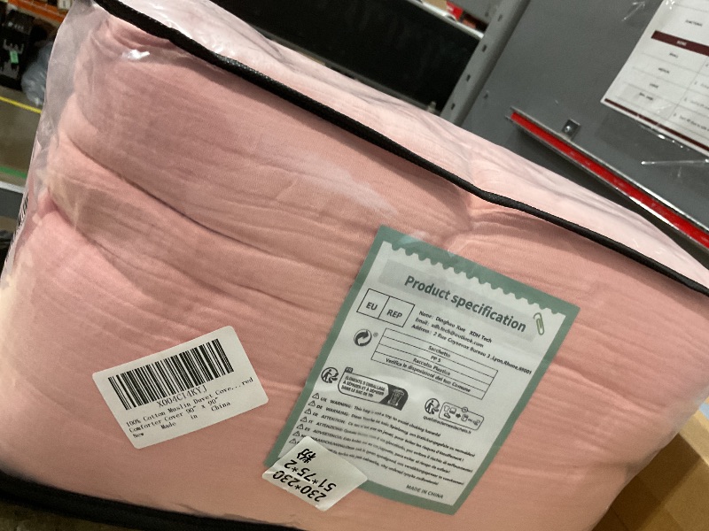 Photo 1 of 100% Cotton Muslin Duvet Cover Set Queen Size Blush Pink, Ultra Soft Breathable Absorbent Gauze Bedding Duvet Cover, Luxurious Minimalist Natural Wrinkle Linen Textured Comforter Cover 90" x 90"