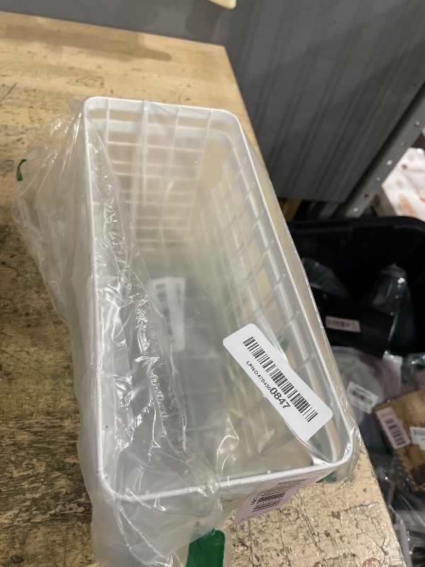 Photo 1 of 2 Set LeleCAT Hanging Wall Basket Organizer, Over the Cabinet Door Adhesive Wire Baskets for Organizing Kitchen Food Pantry Bathroom Shelf Storage No Drilling Wall Mounted,White