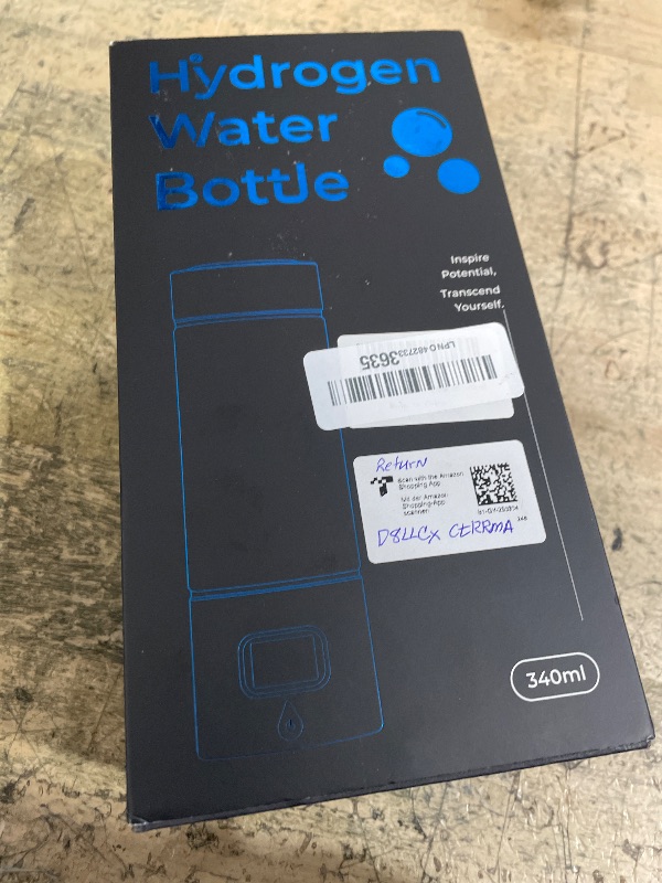 Photo 1 of ***MISSING CHARGER*** Hydrogen Water Bottle - Portable, Rechargeable, LED Timer, Aluminum and Glass, 5000 PPB Hydrogen in 10 Minutes, 340ml Capacity, for Travel, Sports, Home, Office(Grey)