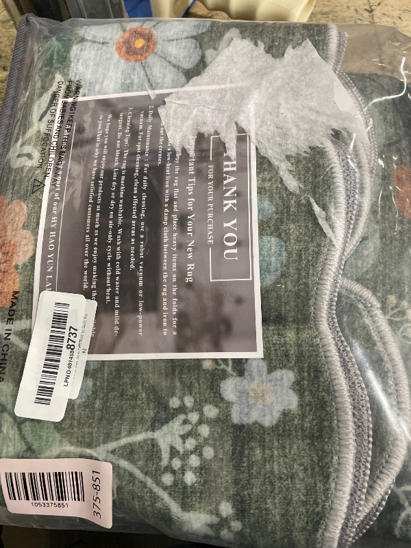 Photo 1 of 2x5 Washable Kitchen Area Rug: Floral Scalloped Entryway Runner Farmhouse Non-Slip Floor Carpet for Hallway Bathroom Soft Comfort Tile/Hardwood Floors Protection Mat Cute Home Decor(2x5, Floral/Green)