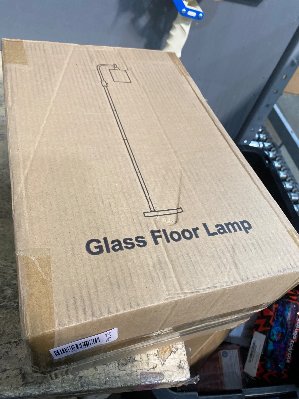 Photo 1 of ?Upgraded?Dimmable Gold Floor Lamp for Living Room with Clear Glass Lampshade, Glass Modern Floor Lamp with 900LM Edison Bulb Included, Standing Tall Lamp for Bedroom, Office, Reading Room, Corner