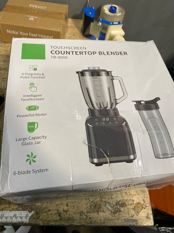 Photo 1 of **FOR PARTS ONLY** GDOR Professional Blender for Smoothies, 5 Functions, 1200 Peak Watts Smoothie Blender, 52 Oz Glass Jar & 24 Oz To-Go Cup Combo, Blenders for Smoothies, Ice and Frozen Fruit, Self-Cleaning, Gray