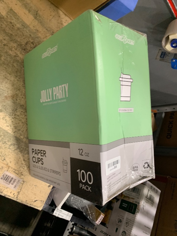 Photo 1 of [100 Pack] 12 oz Paper Coffee Cups, Disposable Paper Coffee Cup with Lids, Sleeves, and Stirrers, Hot/Cold Beverage Drinking Cup for Water, Juice or Tea, Suitable for Home, Shops and Cafes