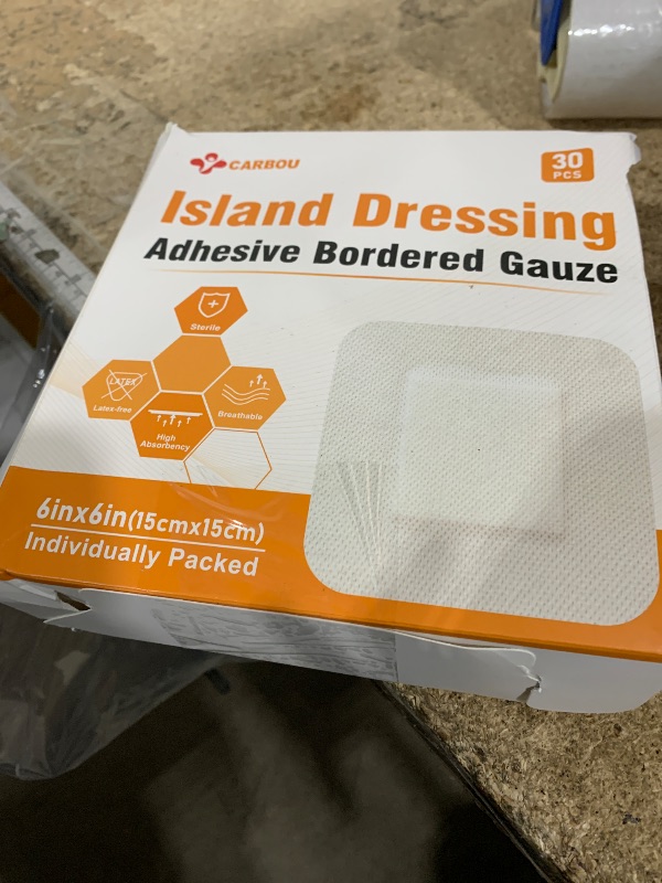 Photo 1 of [6''x6''-30count] Carbou Island Dressing Bordered Gauze Sterile Individually Wrapped Gauze Pads,Highly Absorbent Adhesive Dressing Pad,Soft and Breathable Wound Dressing for Wound Care