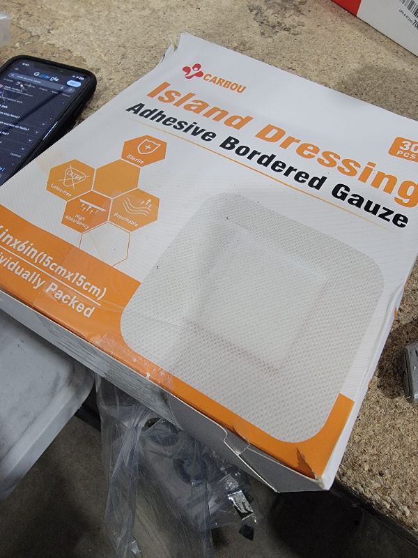 Photo 1 of [6''x6''-30count] Carbou Island Dressing Bordered Gauze Sterile Individually Wrapped Gauze Pads,Highly Absorbent Adhesive Dressing Pad,Soft and Breathable Wound Dressing for Wound Care