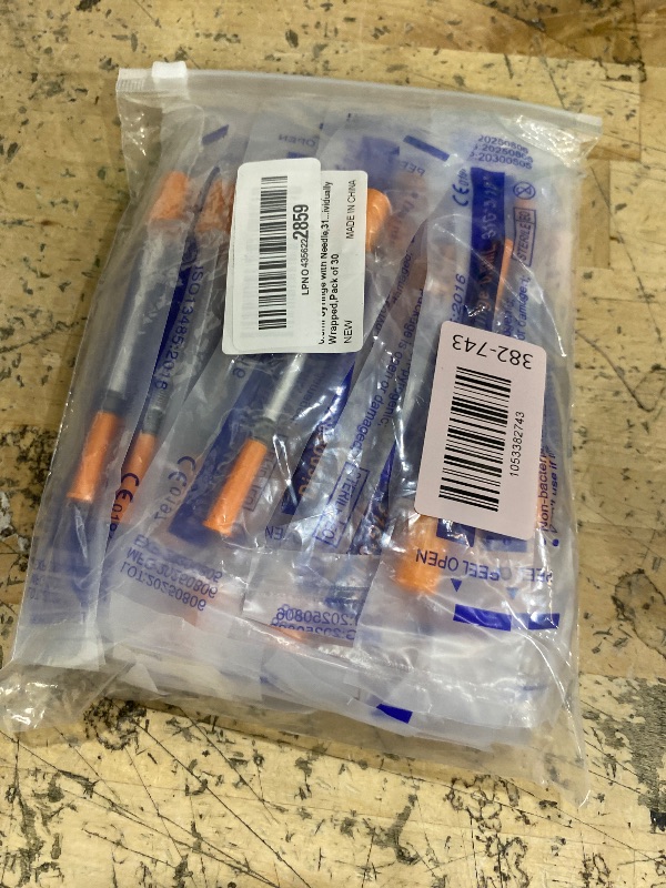 Photo 1 of 0.5ml Syringe with Needle,31G 0.5cc 5/16 Inch 8mm Needle and Syringe,Individually Wrapped,Pack of 30