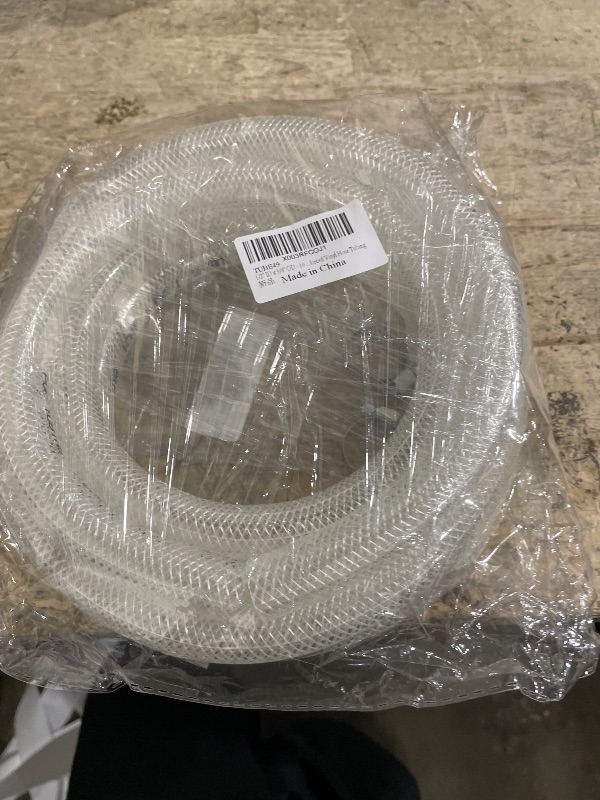 Photo 1 of 1/2" ID x 3/4" OD - 10 Ft High Pressure Braided Clear PVC Vinyl Tubing Flexible Tube, Heavy Duty Reinforced Hose Tubing