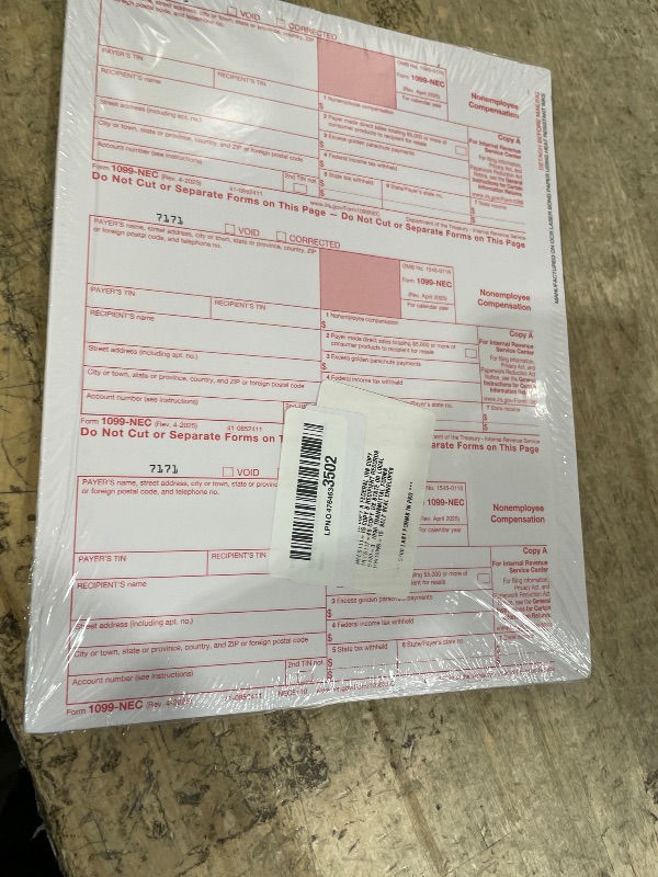 Photo 1 of 1099 NEC Tax Forms 2025 with Envelopes, 4 Part 15 Pack Tax Forms Kit and 15 Self-Seal Envelopes –Great for QuickBooks and Accounting Software, Value Pack for Business - Made in The USA - 15-Pack