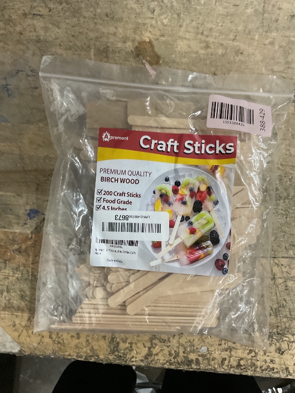 Photo 1 of 200 Pcs Natural Wooden Food Grade Craft Sticks - Ice Cream Stick - Popsicle - 4.5 inch Length - Suit Crafting, Stirring, Paddle, Waxing, Small Ice Pop Stick for DIY Kids Popcicle - Apremont