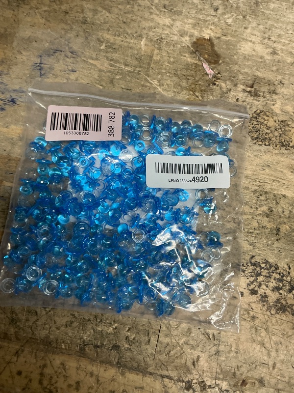 Photo 1 of 150 Mini Acrylic Pacifiers for Baby Shower Game, 0.86 Inch Bulk Chupones para Gender Reveal Party Favors Table Decoration (Blue)