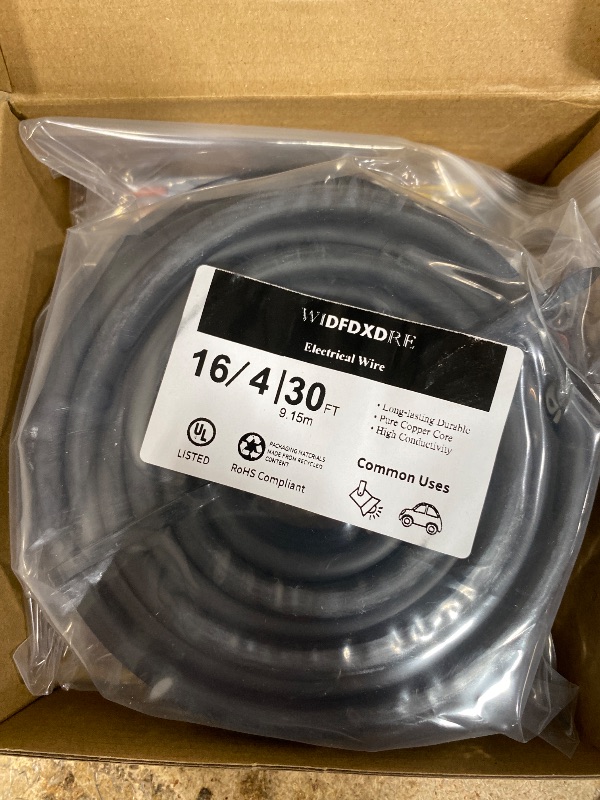 Photo 1 of 16 Gauge 100% Pure Copper 4 Conductor 16/4 Flexible Electrical Wire 30FT, UL2464 16AWG 4 Core Electrical Cable for Automotive, Marine,Boat,LED Lighting, Garden Lighting,etc