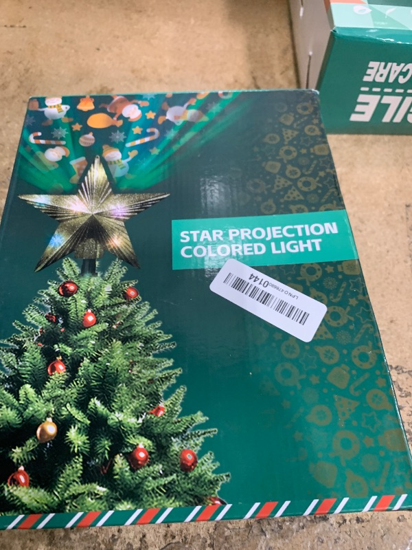Photo 1 of [with Adjustable Base] 8.2 inch Christmas Star Tree Topper Projector with 4 Patterns and LED Lights Rotatable Projector Christmas Tree Star Topper Plug in for Indoor Office Xmas(4 Patterns, 3m Cable)