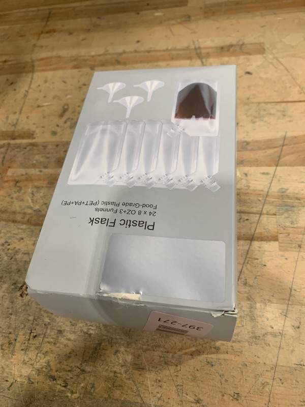 Photo 1 of 24 Pcs Plastic Flasks, 8 Oz Concealable and Reusable Drink Pouches, Leak-Proof Food Grade Plastic for Travel