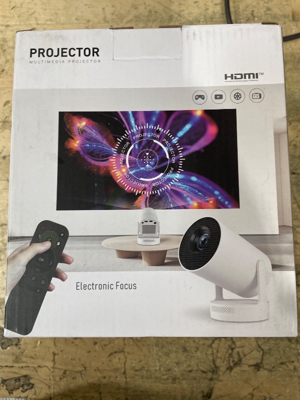 Photo 1 of [Electric Focus]Mini Portable Projector with 4K Support, Bluetooth 5.4 WIFI6, 5watt Sound Base Speaker, 260 ANSI, Android 11, 210° Rotation , Auto Keystone Correction Video Projector HY300 PLUS