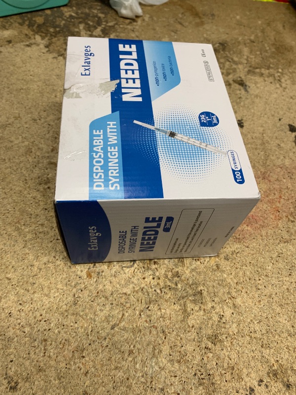 Photo 1 of 100 Pack Disposable 3ml/cc Lab Syringes with 23Ga 1 Inch Needle Luer Lock, Individually Sealed Packed