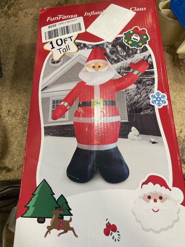 Photo 1 of 10 FT Christmas Inflatable Santa Claus Outdoor Decoration, Huge Xmas Classic Santa Blow up Santa with Built-in LED Light, Giant Holiday Party Decor for Yard Garden Hall Plaza Mall, Instant Inflate