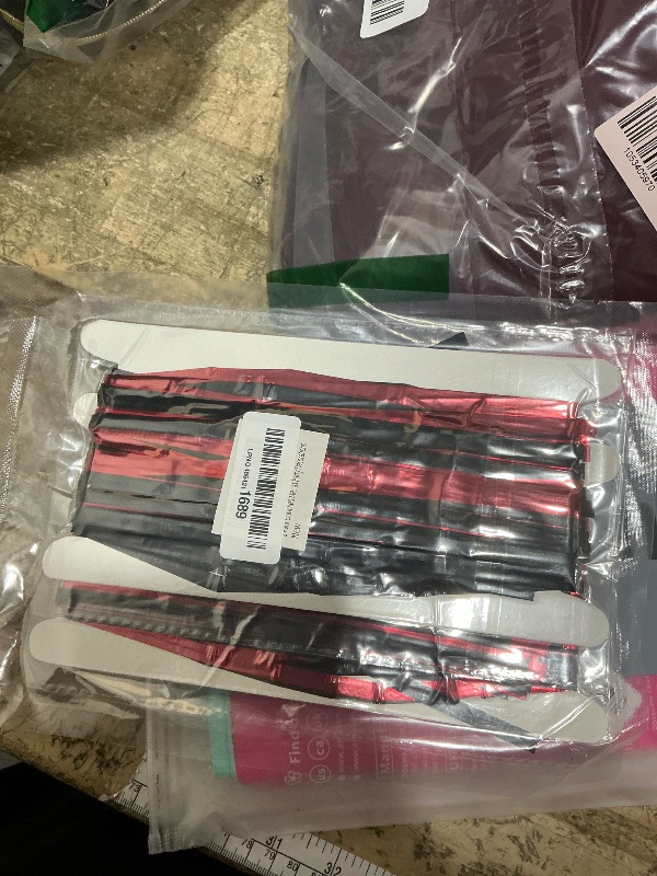 View 2 of 2 Pack Black Red Metallic Tinsel Foil Fringe Curtains, Door Streamers Photo Booth Backdrop for Birthday Party, Tinsel Curtain Backdrop for Baby Shower Bachelorette Christmas Party Decorations