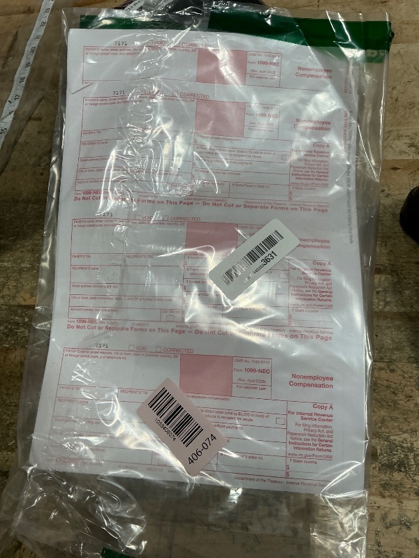 Photo 1 of 1099 NEC Copy A Forms, 25 Federal Income Laser Tax Forms, Use with 2025 1099 NEC Forms, RED Copy A ONLY, 25 forms-9 sheets 2025