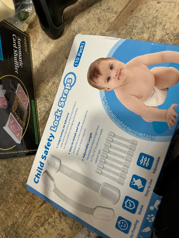Photo 1 of 10 Pack Cabinet Locks Baby Proofing, Child Proof Cabinet Locks with 3M Adhesive - Easy Installation with Adjustable Straps, Multi-Purpose Child Safety Latches for Drawers Fridge Trash Cans Toilets