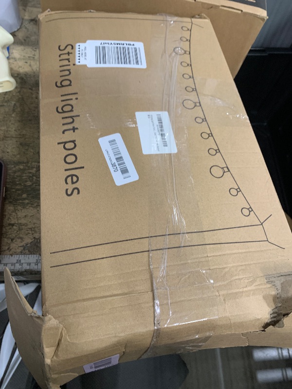 Photo 1 of 10Ft String Light Poles 4 Pack,Light Poles for Outside Lights,Outdoor with Fence Brackets Hanging Lights,Metal Stand Deck Patio Backyard