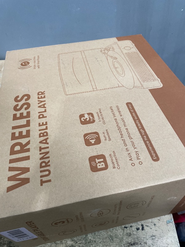 Photo 1 of (no cord included) Vinyl Record Player Turntable with Built-in Bluetooth Receiver & 2 Stereo Speakers, 3 Speed 3 Size Portable Retro Record Player for Entertainment and Home Decoration