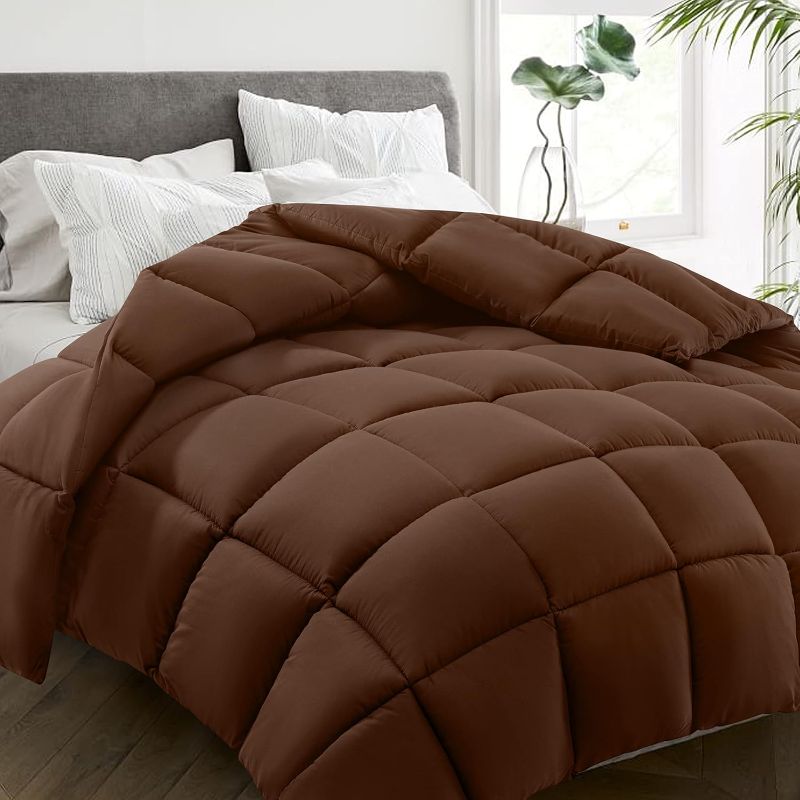 Photo 1 of (NOT XL) HYLEORY All Season King Size Bed Comforter - Cooling Down Alternative Quilted Duvet Insert with Corner Tabs - Winter Warm - Machine Washable - BROWN